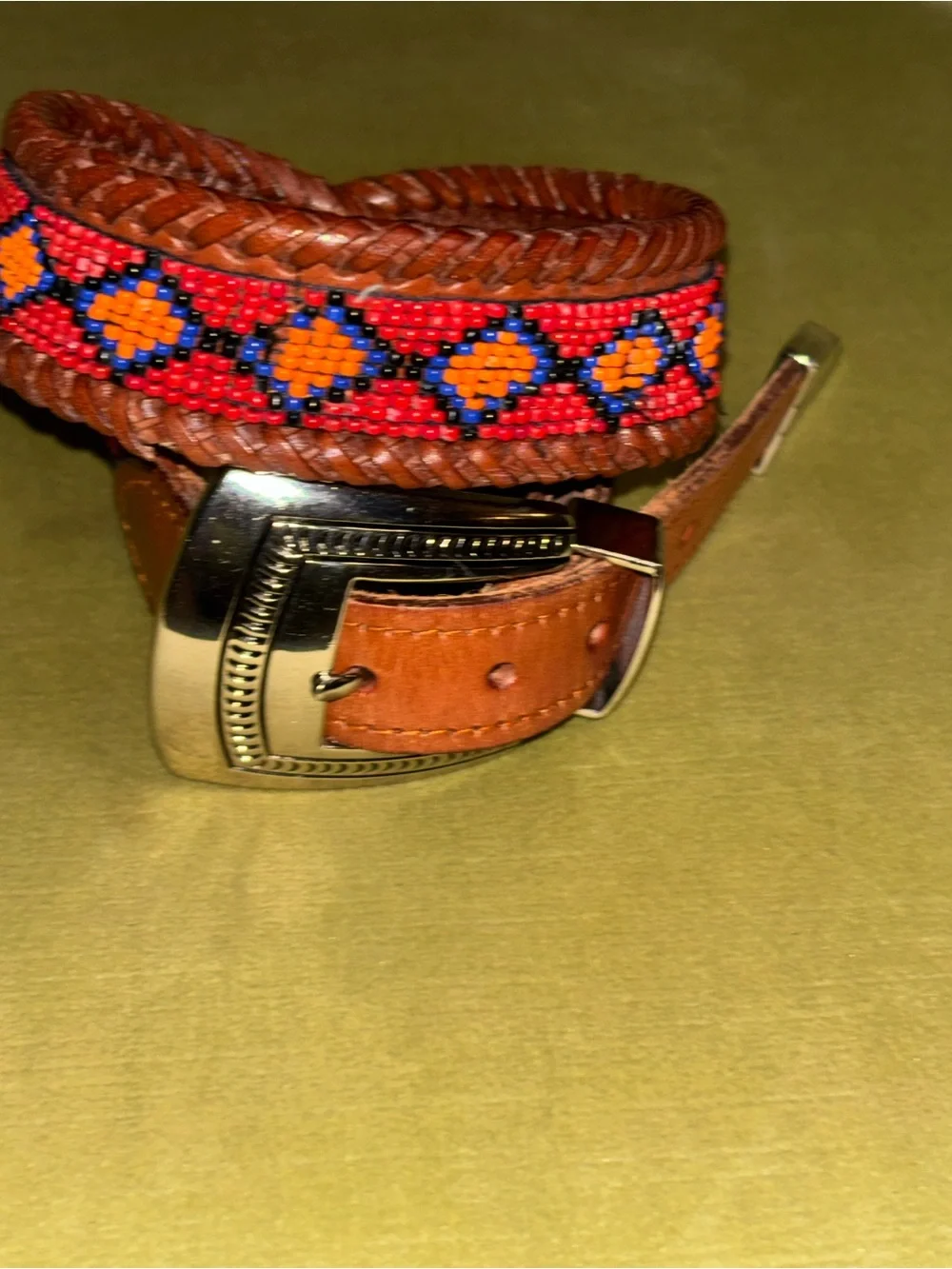 New Gammon Shire Bead Western Belt Cowboy Full Grain Leather Removable Buckle XS